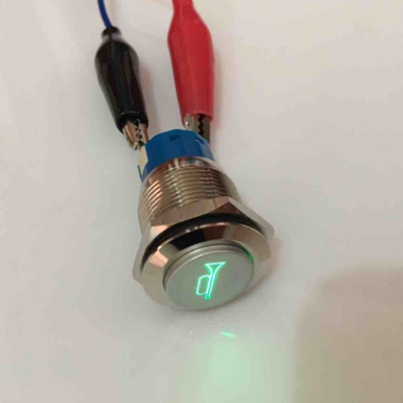 ESUPPORT 12V Car Auto Green LED Light Momentary Speaker Horn Push Button Metal Toggle Switch 19mm - Image 3